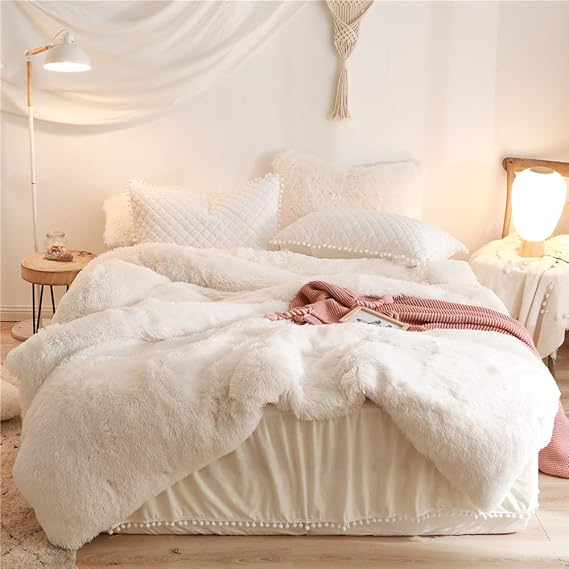 HAIHUA Fluffy Plush Shaggy Duvet Cover,Soft Fuzzy Comforter