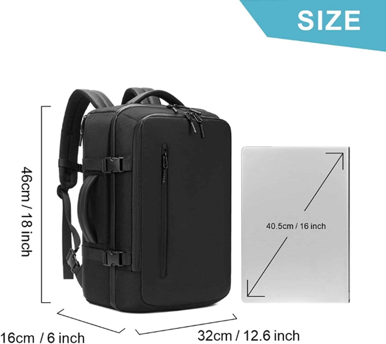 Vacuum backpack travel,vacuum backpack with pump Fit 16 inch Laptop for travel,Water-Resistant,Business,College,Camping (Black)