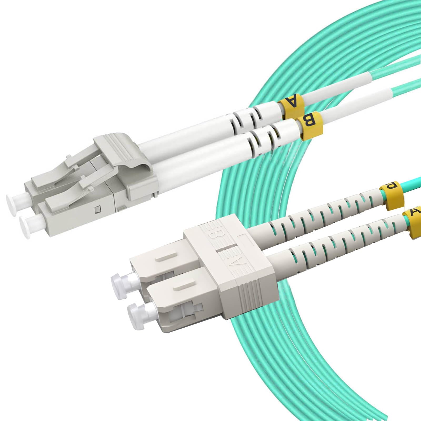 5Pack 5m/16ft OM3 SC LC Fiber Patch Cable, OM3 Multimode Fiber Mode Fiber Patch Cord Duplex 10G LSZH 50/125µm, 5LSC-16