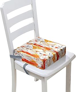 FANSU Cojín Alzador de Asiento para Niños, Graffiti colorido Silla Bebe Cojines Infantiles per Silla Comer con Cinturón de Hebilla, Bebé Cojines Elevador Silla de Viaje (40x40x10cm,Blanco)