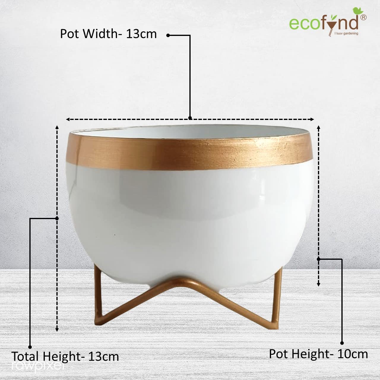 ecofynd Elis White Planter Pot & Stand - Modern Garden Decor -2
