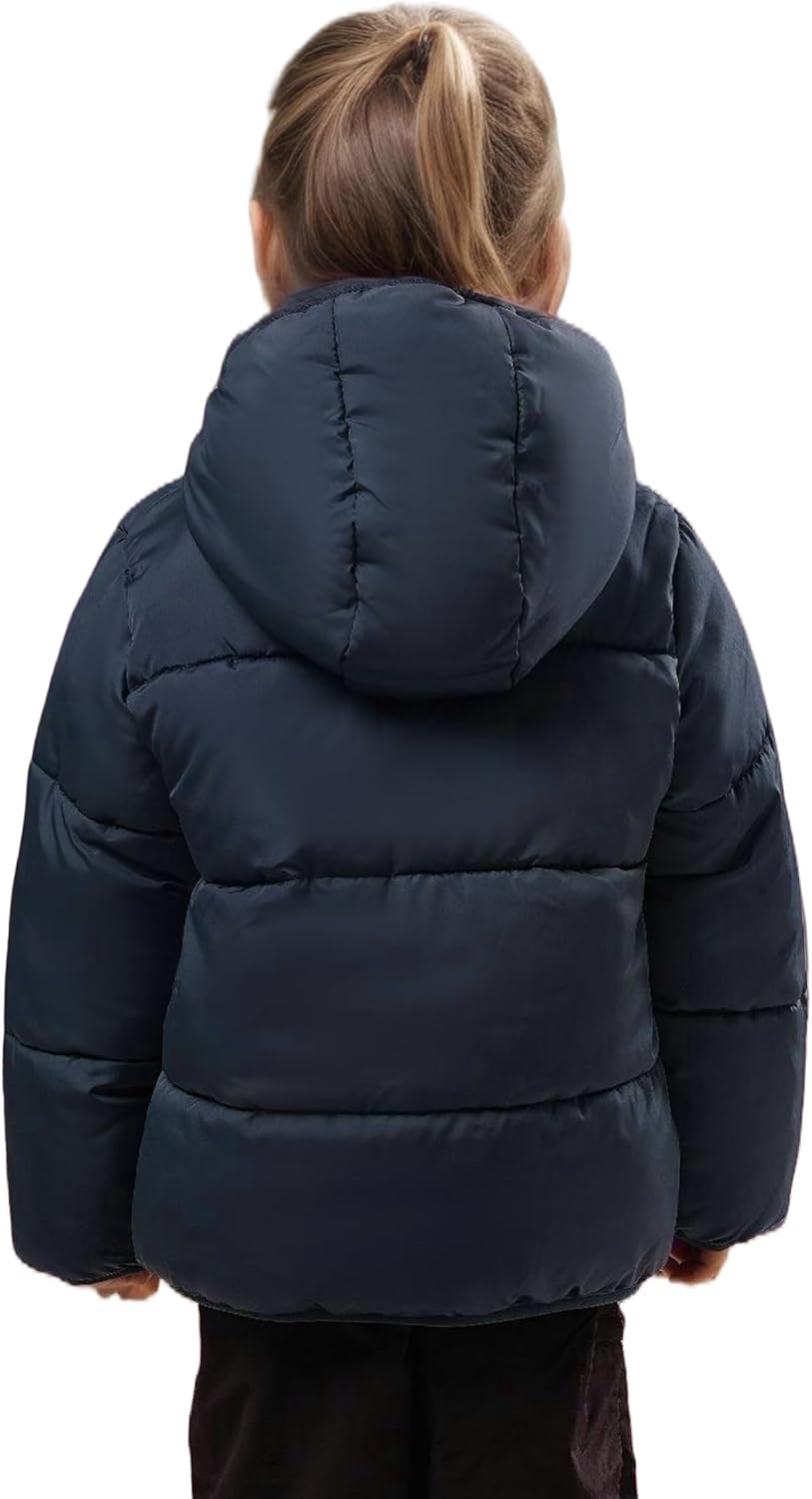 Sunny Sprout Winterjas met capuchon voor peuters - Dikke gevoerde pufferjas voor meisjes met winddichte mouwen en fleece voering, geel, 104