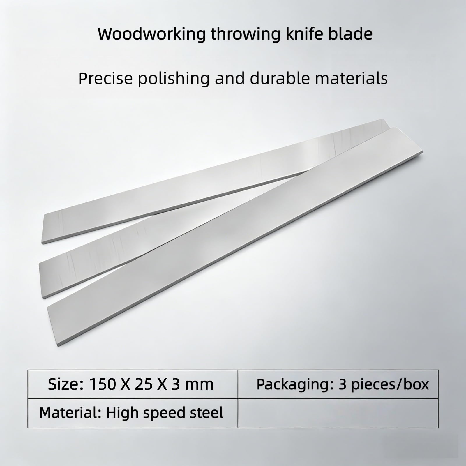 Cuchillas cepilladoras HSS de 3 piezas, 150 x 25 x 3 mm, cuchillo cepillador de madera de acero de alta velocidad 58-61 HRC for cepilladora manual eléctrica for carpintería, cuchilla de repuesto