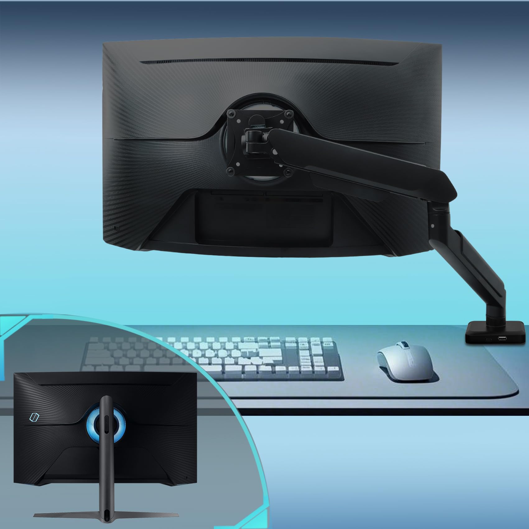 L'adattatore Odyssey G7 G8 G9 Vesa Mount è compatibile solo con Samsung Odyssey G7 G8 G9 Series G65B G75T G77T G70A G70B G75NB CJ890 CRG9 CHG70 CHG90 S95UA G85NB G95T G97T Monitor curvo 95NA