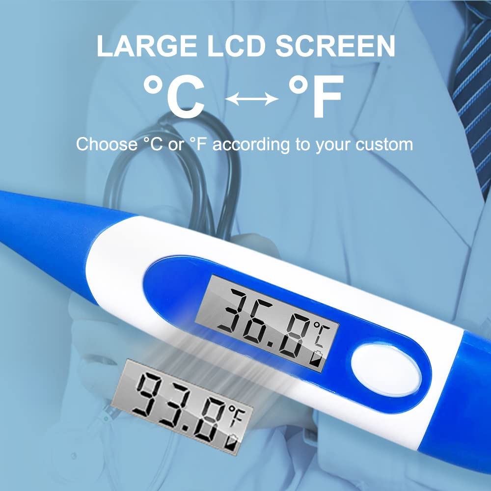 Thermomètre Flexible pour Adultes et Enfants, Berrcom Thermomètre Buccal Médical et Pour Avant-Bras étanche avec Alarme de Fièvre