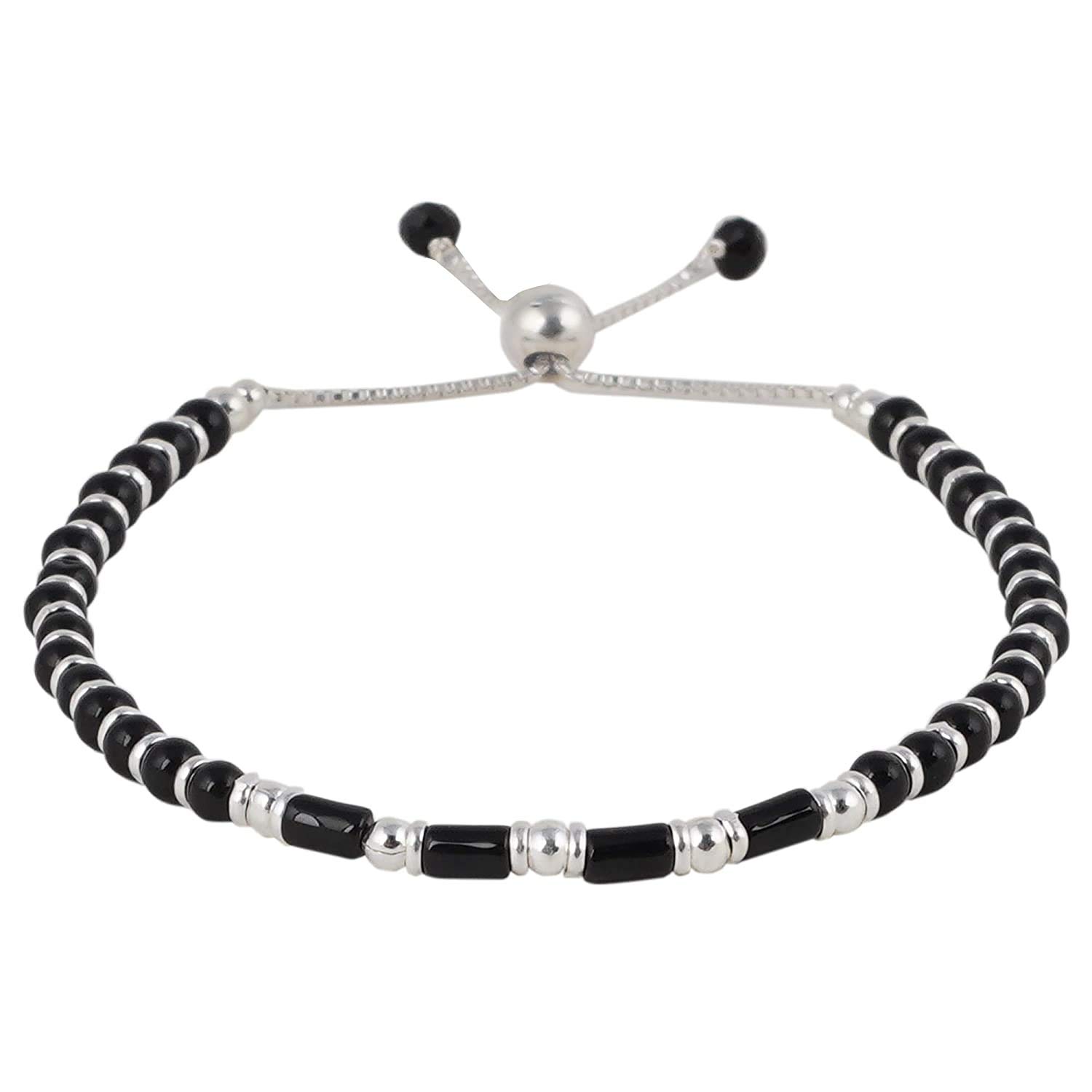 KUKSHYA JEWELLERS Exclusive 925 Sterling Silver Bracelet Nazariya With Black Beads For Girls And Women Adjustable Comfortable Traditional (GB 052) (B08YN7GDTJ) Amazon Price History, Amazon Price Tracker
