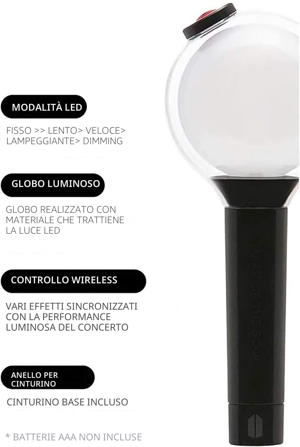 Bastone luminoso ufficiale Army Bomb dei Bangtan Boys Ver.4 BTS, Bluetooth, per concerto, supporto/collezione
