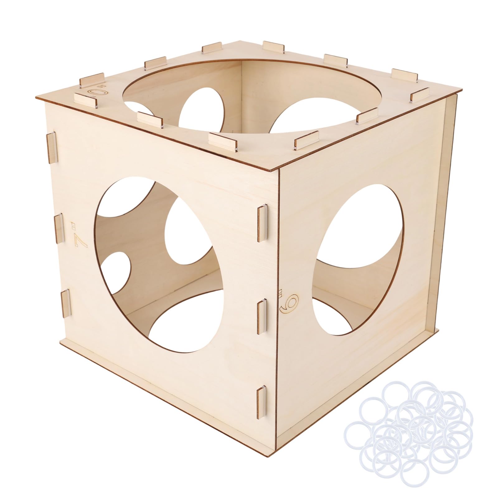 9 Holes Wood Balloon Sizer Cube Box, 2" to 10" Balloon Size Measurement Tool for Party Wedding Birthday Arches Columns Decoration