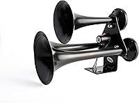 Vista 2 de Viking Horns Bocina de aire de tres trompetas (negro) paso bajo Extremadamente ruidoso (152dB) - [V307B]