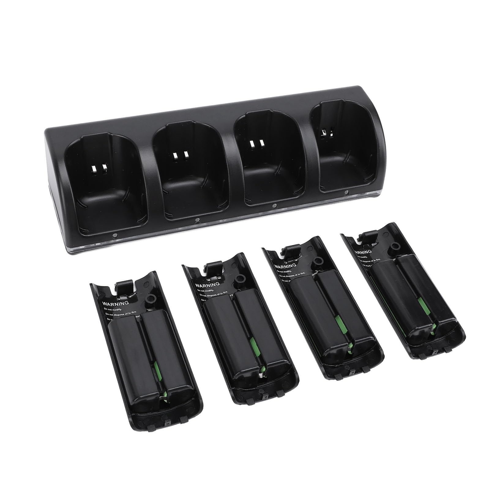 Estación de Carga de Batería Remota 4 en 1, Material ABS con Indicador LED y Baterías de 2800 MAh para Controles Remotos de (Black)