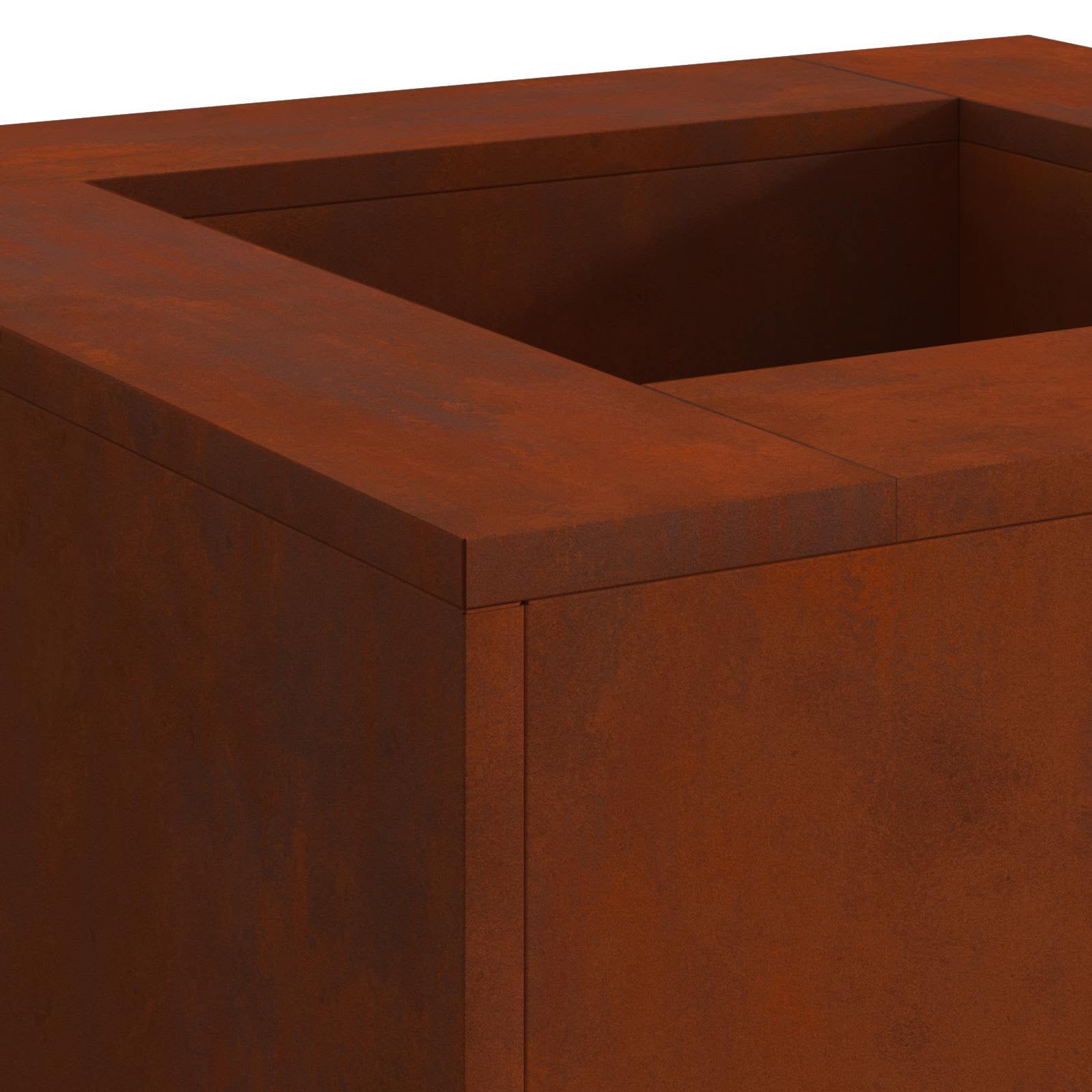 vidaXL Hoguera Marrón 80 x 80 x 40 cm Acero autopatinable, Fuego al Aire Libre, portátil y Rectangular, Ideal para reuniones, con Estilo para Patios
