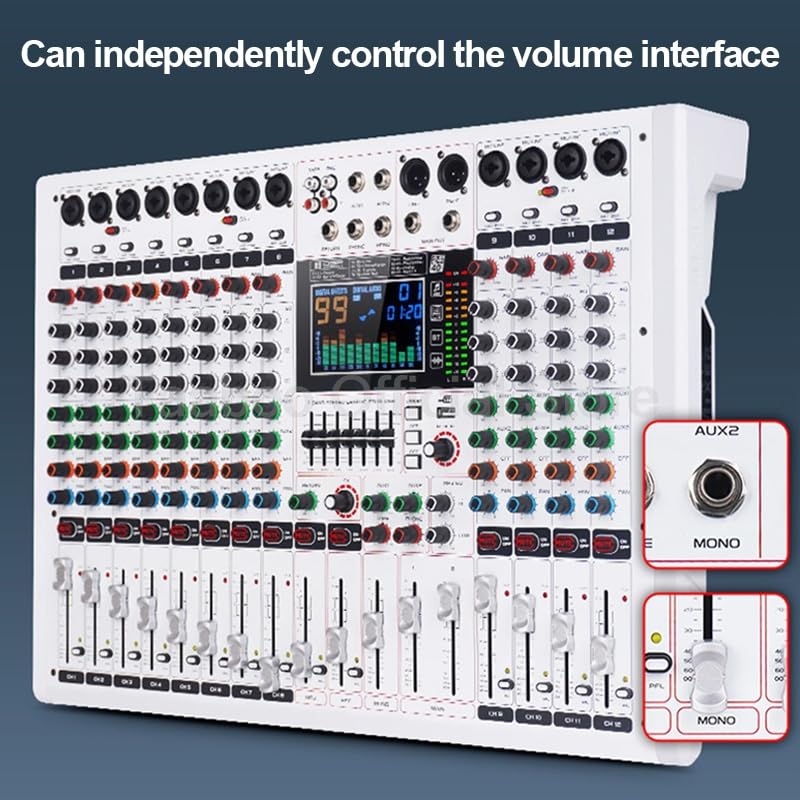 Mixer Digitale USB Bluetooth a 12 canali con 99 Tipi di Effetti di Riverbero for spettacoli di Nozze sul palco