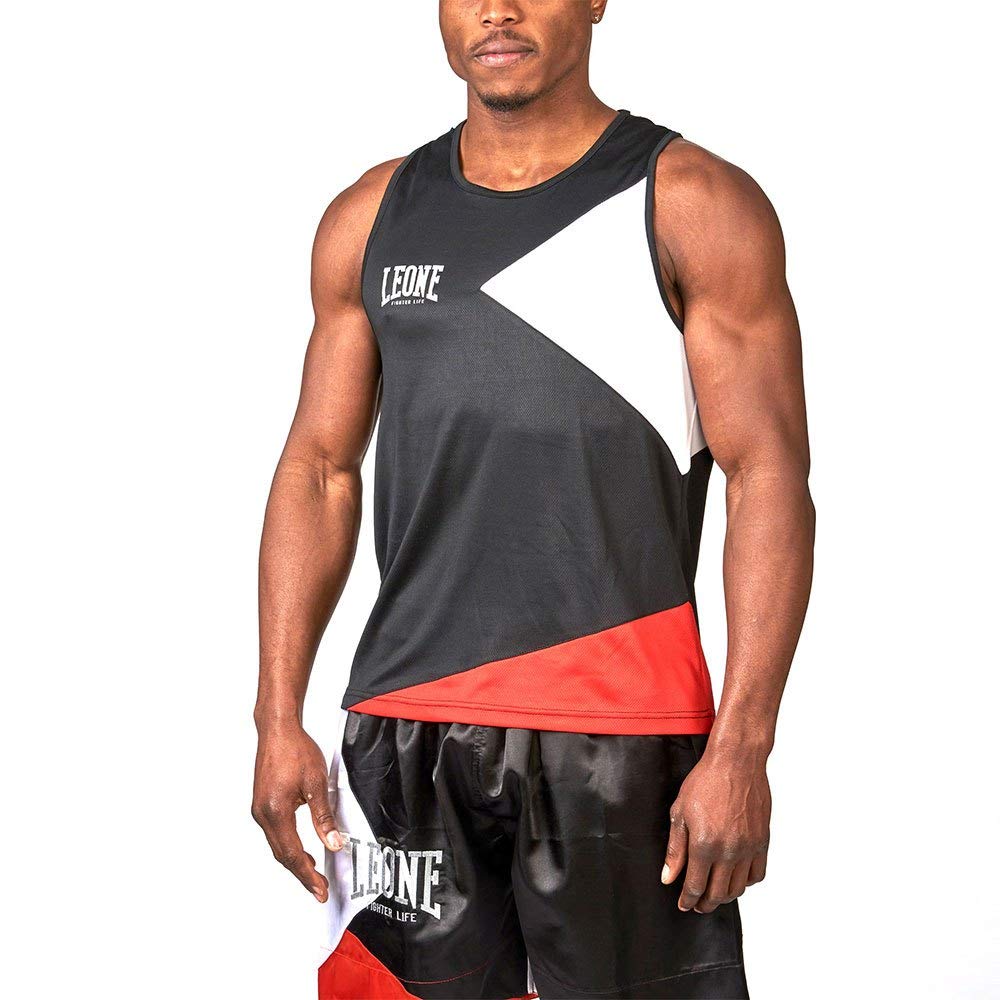 Leone 1947 Fighter Life Men's Boxing Tank Top, Mens, AB210, Black, S