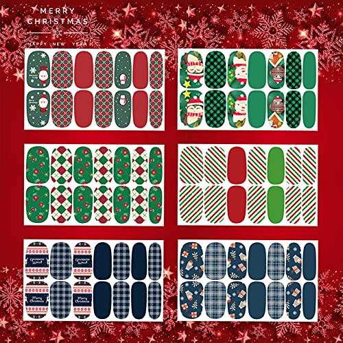 Tailaimei 14 Sheets Christmas Nail Wraps Stickers Nail Polish Strips Self-Adhesive Full Wraps With 2 Pcs Nail Files For Diy Nail Art Decals (Gift Style) #TOP2