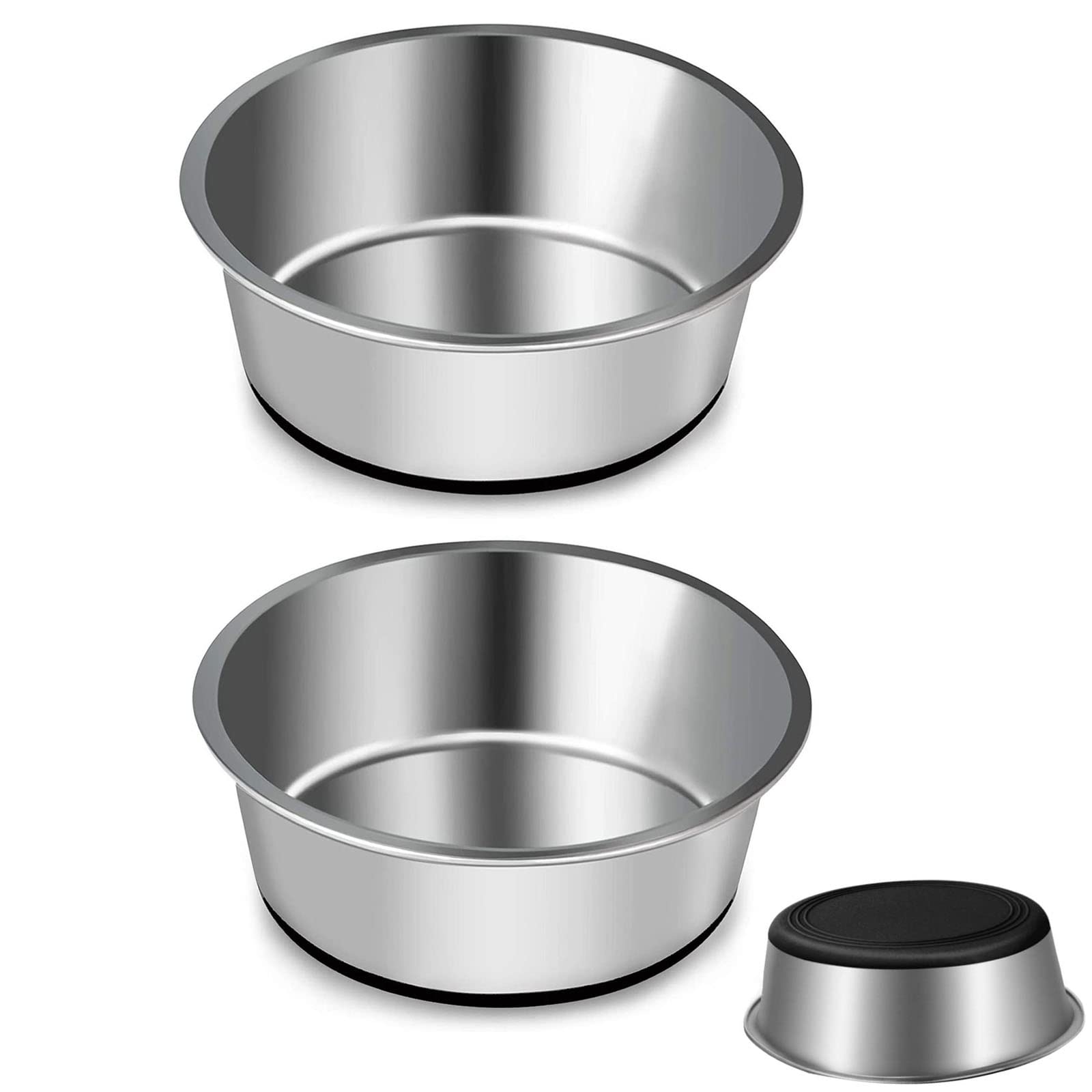 Stainless Steel Dog Bowls By SUOXU, Water Bowl Feeder Dog Bowls With Non-slip silicone Bases, Pet food Bowl, Dog Cat Plate Bowls for Medium and Large(L-20cm) — image 1