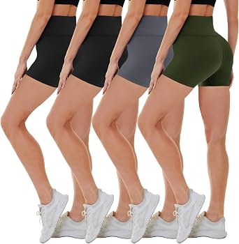4 Pack Biker Shorts for Women - High Waisted 5"/8" Yoga Workout Shorts