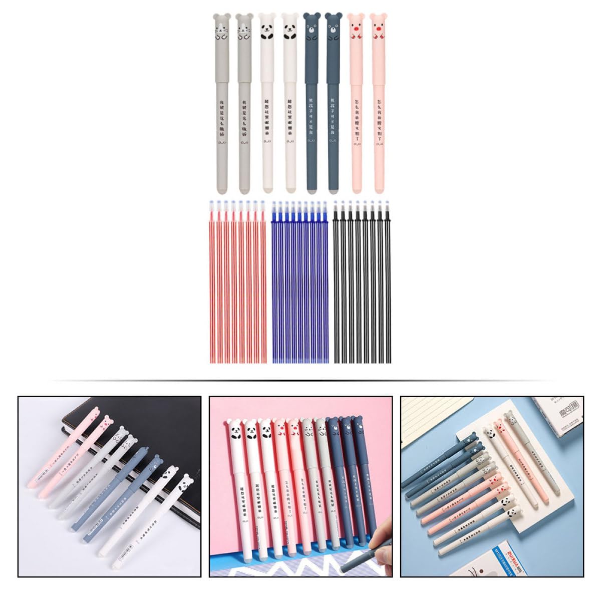 VILLCASE 4 Juegos bolígrafo borrable punto bolígrafos lindos bolígrafos para junta boligrafos borrable bolis es es a granel de tinta el plastico