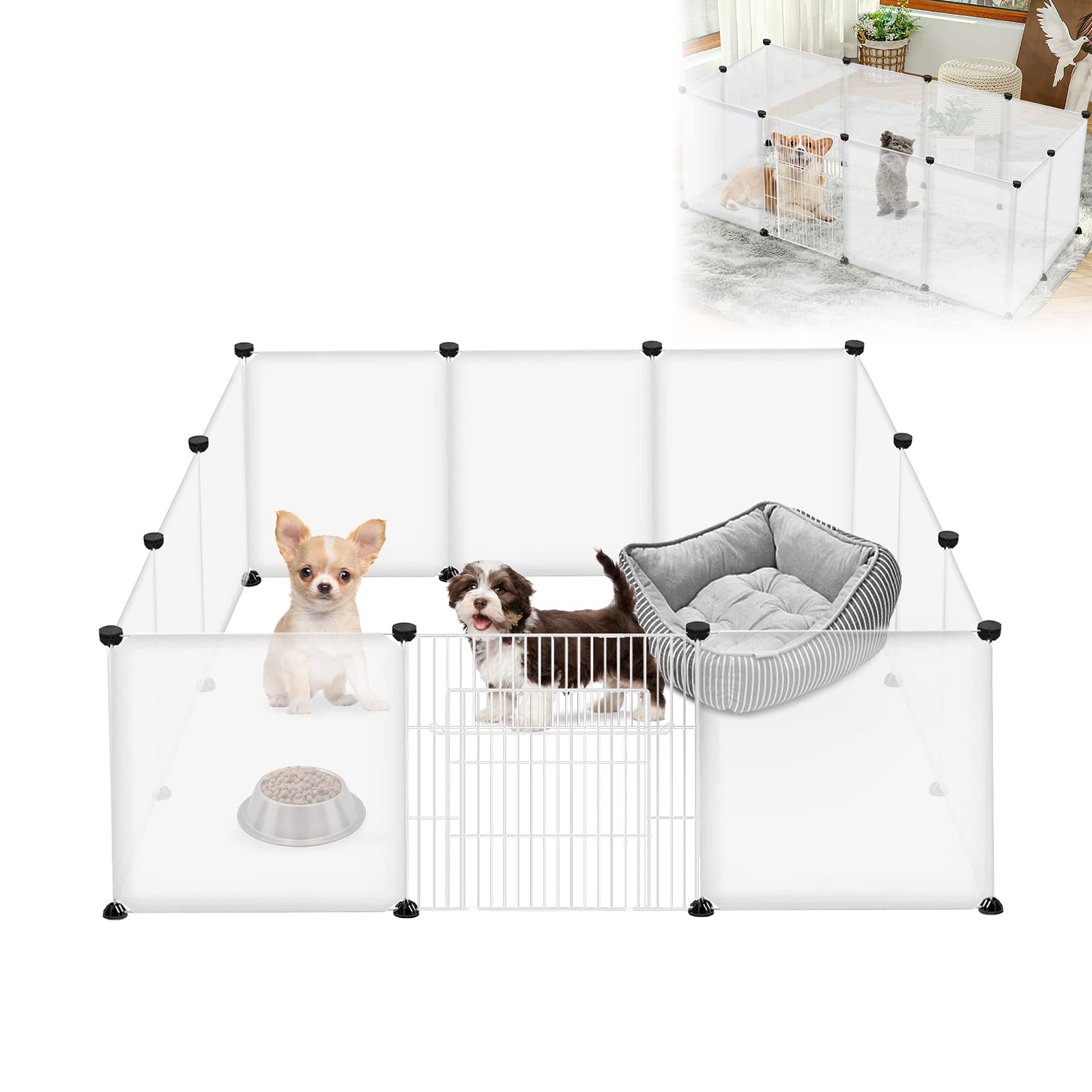 LARS360 Recinto exterior para conejos, de plástico, incluye puerta, jaula para animales pequeños para conejos, cobayas, 145 x 75 x 48 cm, color blanco