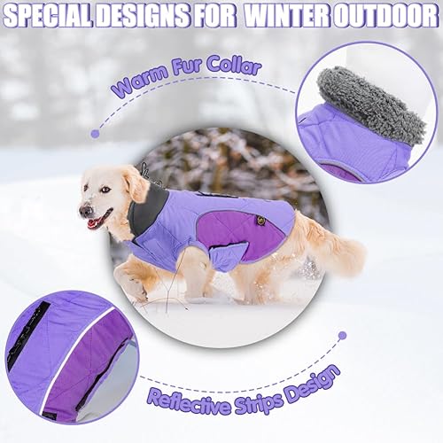 Miniatura 3 de EMUST Abrigos de invierno para perro, chaquetas resistentes al viento para clima frío con cuello alto, ropa reflectante para cachorros, ropa para