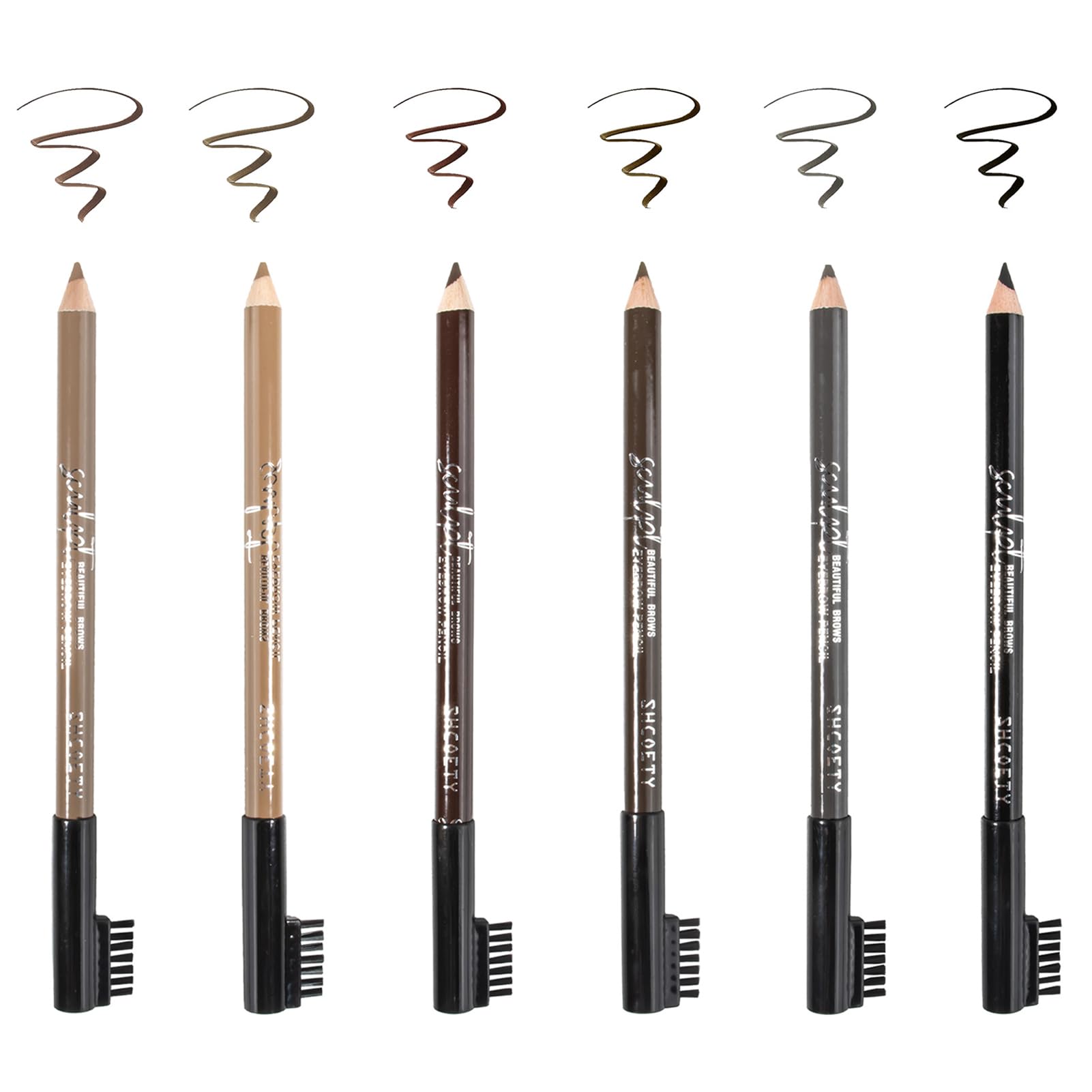 RZJZGZ 6 Colors Eyebrow Pencil Set, Waterproof Eyebrow Pen with Built-in Brush
