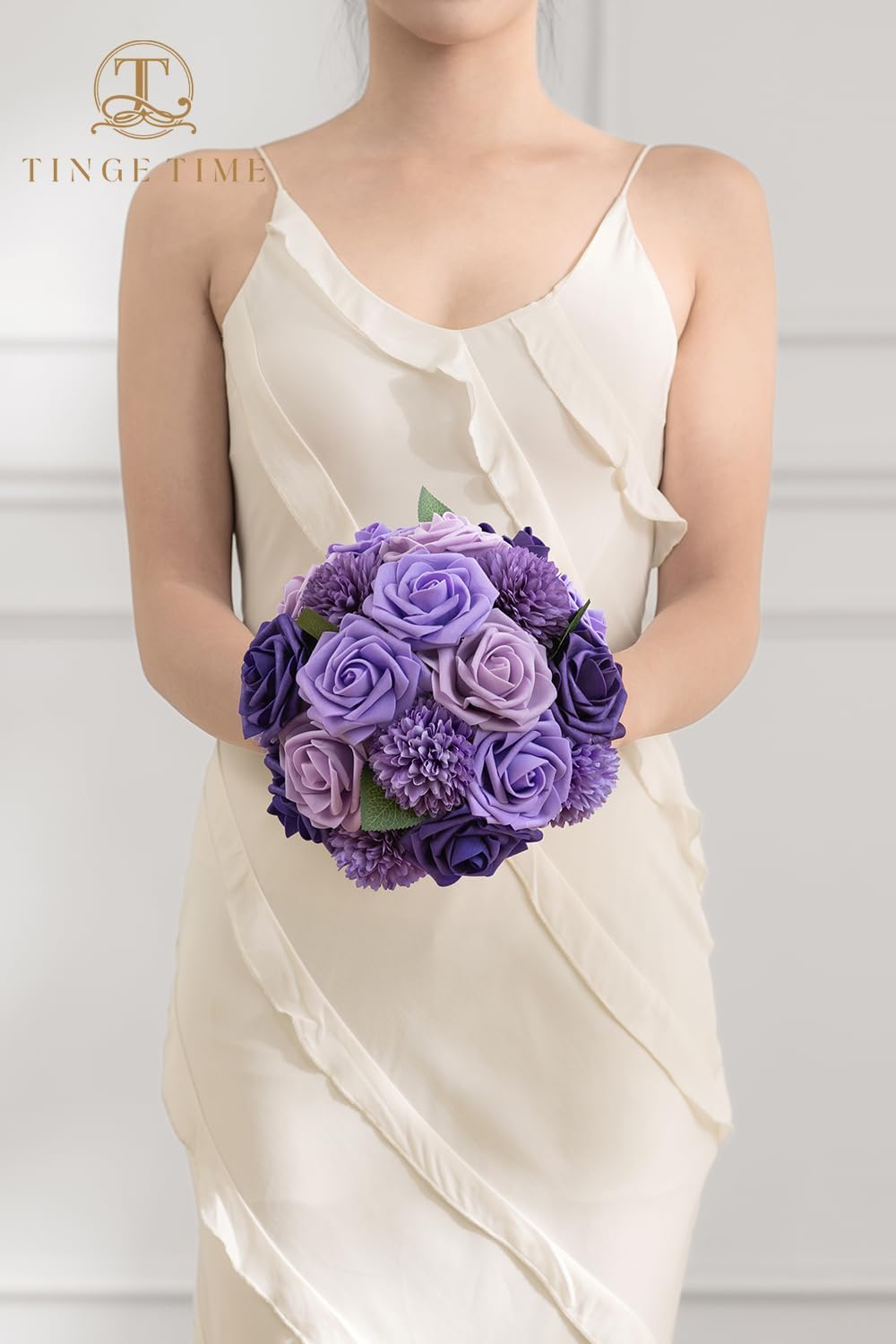TINGE TIME Purple Flowers, Fake Flower Leaf Artificial Flower with Stems for DIY Wedding Bouquets Table Centerpieces Baby Shower Home Party Floral Arrangements Decorations