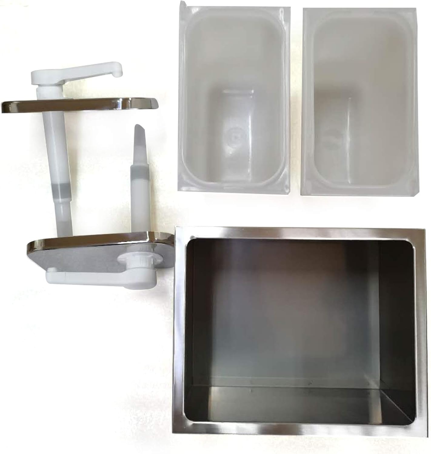Condiment Pump Station, Stainless Steel Sauce Pump Dispenser Ketchup Dispensers Condiment Pumps Ketchup Pump Condiment Pump Dispenser for Salad Jam Seasoning Sauce Squeeze (Two Head)