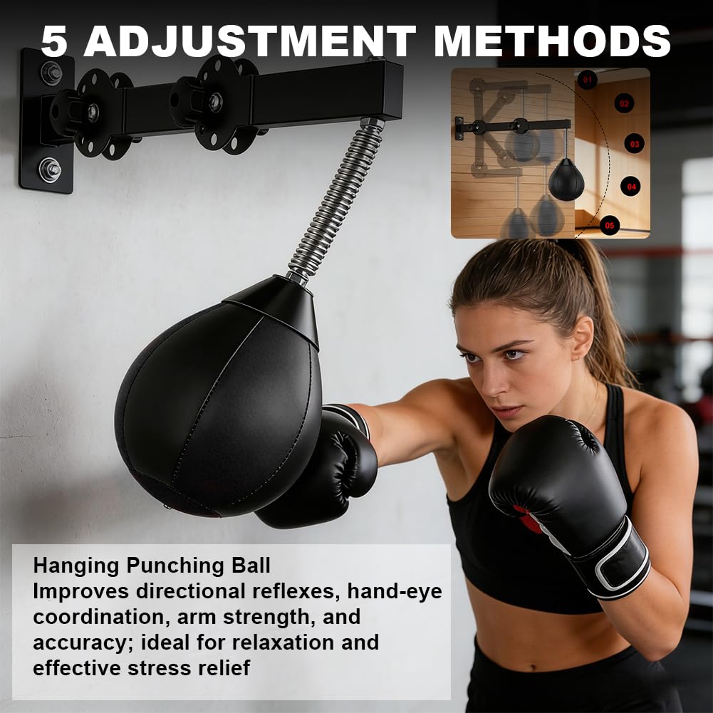 Boxsack Hängend, Punchingball Höhenverstellbar, Faltbar Boxball mit Aufhängung, Trainingsgerät für Reflexe