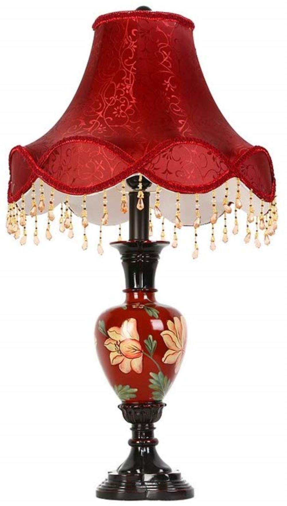 赤い布製テーブルランプ