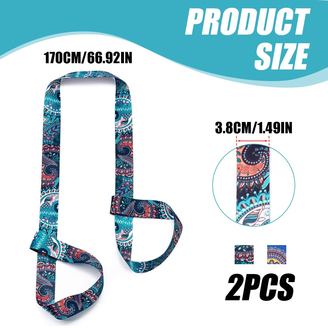 Cinghia Yoga Mat, 2 Pcs Cinghia Per Tappetino Da Yoga, tappetino Yoga Cinghia, Yoga Mat Carrying Sling, Easy Adjustable Carry Strap, Per Yoga, Pilates, Esercizi, Aerobica, Tappetino Esercizi Sport