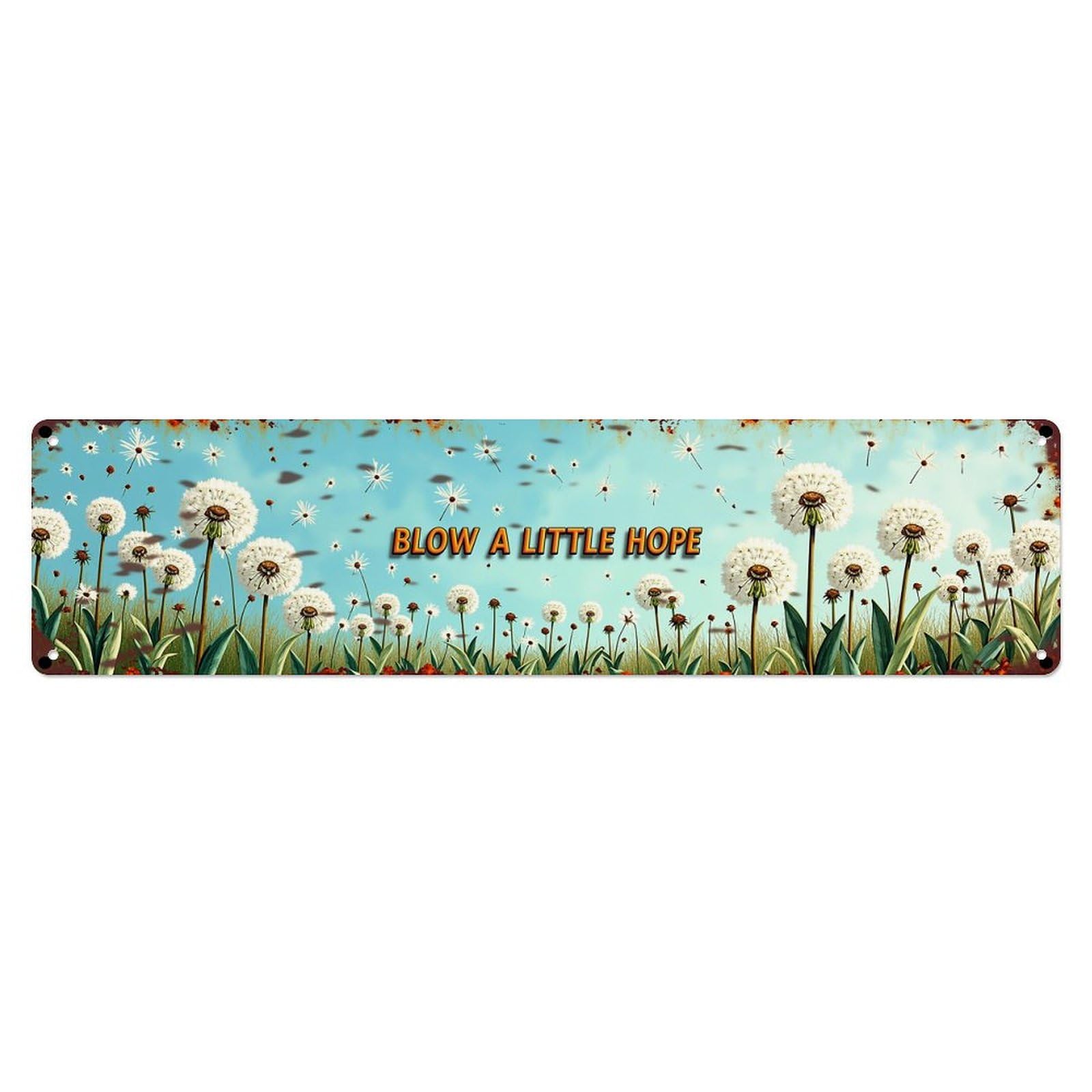 Jdyaojiesheng Vintage Dandelion Field Sky Hope Blow Tin Sign Retro Metal Wall Decor Metal Poster, Home Bar Garage Farmhouse Cafe Wall Art Decoration 4X16inch