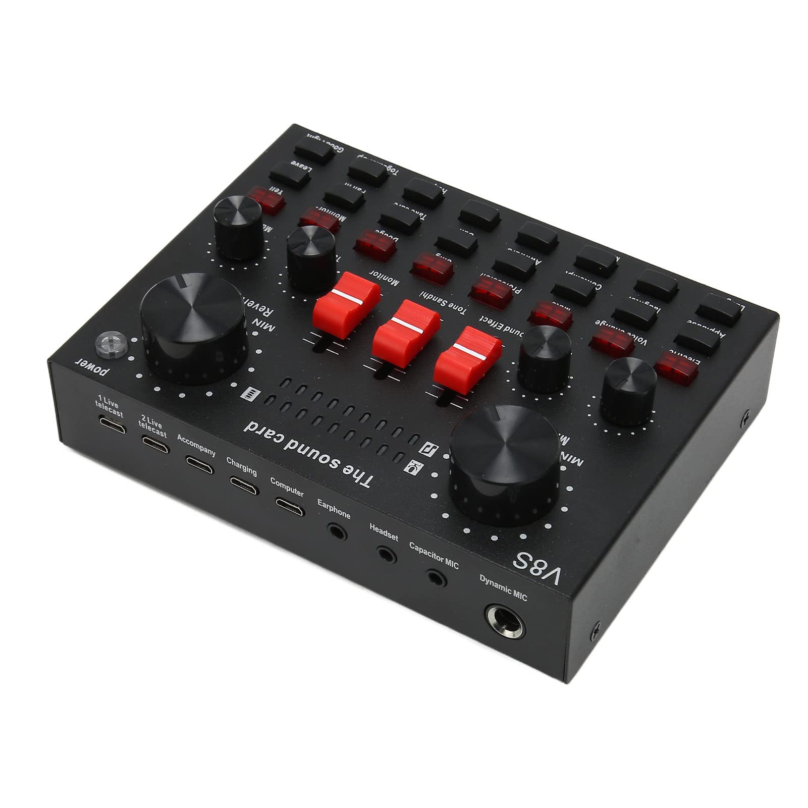V8S Live Sound Card, 16 Soundeffekte, 8 Lustige Modi, Verbindung, Knaufanpassung, Lichtdesign, für Live, Karaoke (SUPYINIbo2qr9ci3m-11)