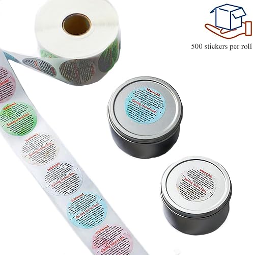 Miniatura 19 de HAHIYO 500 calcomanías de advertencia de velas circulares negras de 1 pulgada, etiquetas de seguridad para derretir cera para hacer velas