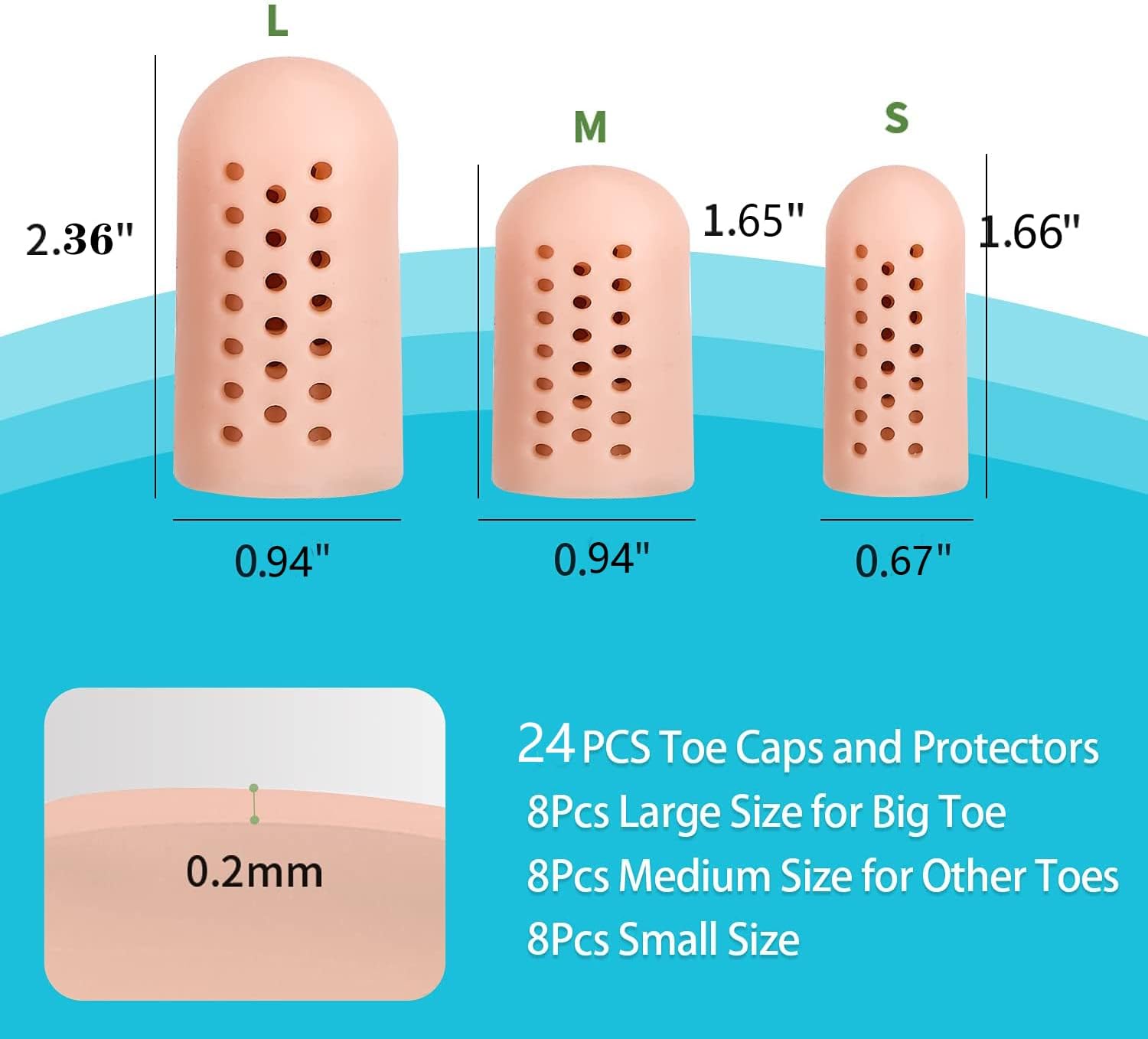 LYPER 24Pcs Toe Caps Toe Protectors Breathable Toe Sleeves for Women ...