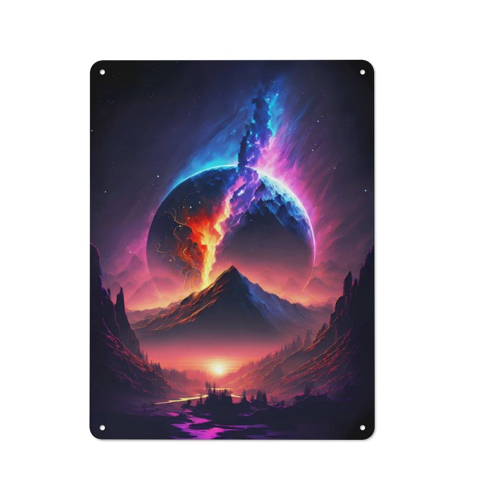 Junmoney Fantasy Starlit Sky Tin Wall Plaque 40X30cm With For Dining Room Or Kitchen, For Vintage Wall Decor Fans, For Themed Room Decoration