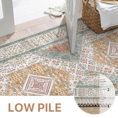 GENIMO 2x10 Non Slip Hallway Runner Rug, Machine Washable, Thin & Low Pile Lightweight for Kitchen, Laundry, Entryway, Bedroom & Living Room