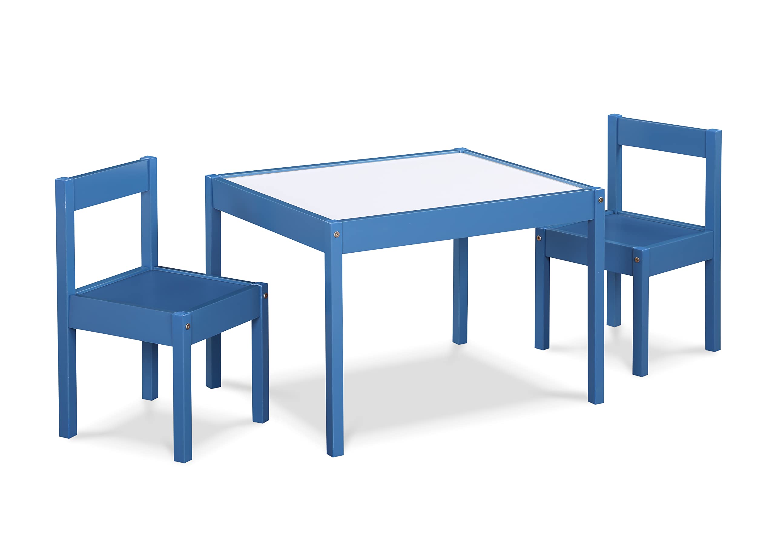 3 Pcs Dry Erase Table Two Chair Set, Dark Blue
