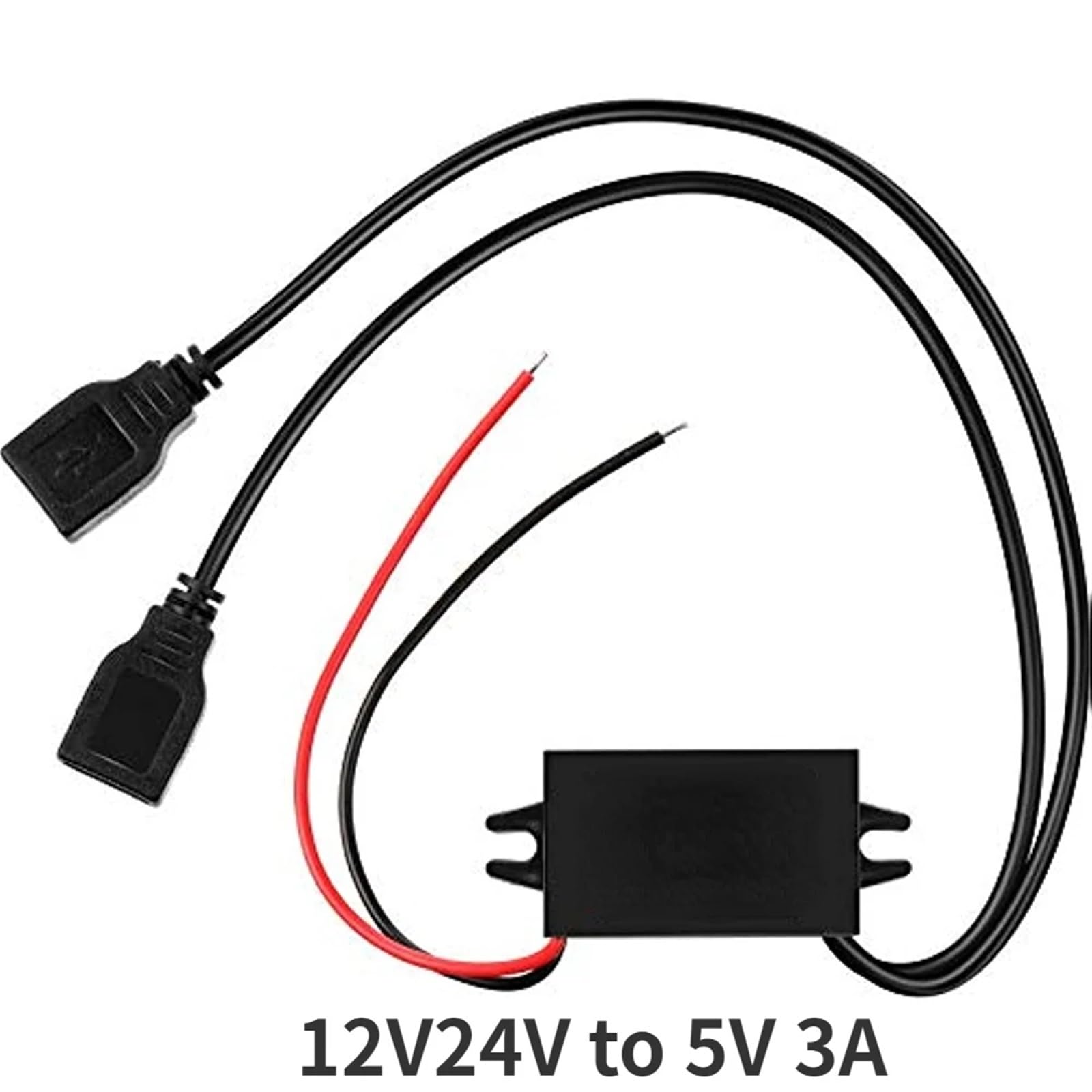 12V24V a 5V 3A Micro Mini USB Step Down Adattatore di uscita di tensione di alimentazione Protezione automatica a basso calore DC DC Convertitore di alimentazione for auto(Dual Square USB)