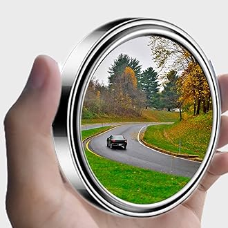 yusheng2pc 3” Adjustable large Round Stick-on Convex Spot Mirror, big HD Glass Convex Rear View Mirror,Strong Adhesive Blind Spot Mirror for Car, Van, SUV and Trucks (3"(75mm), Silver frame)