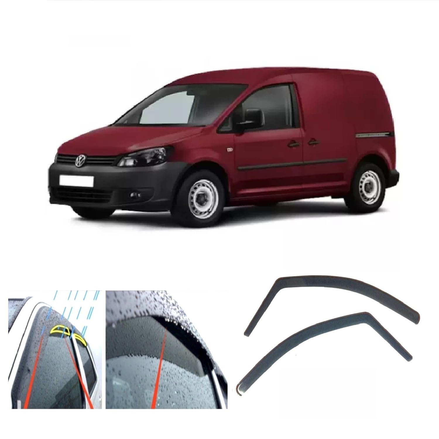 2x Deflectores de Aire Compatible con V W Caddy 2003-2015 Derivabrisas protección sol lluvia nieve viento Vidrio acrílico PMMA de primera calidad