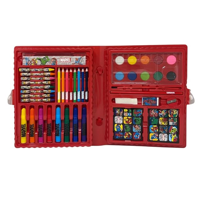 Foto 7 de 8 de Set de color para niños Marvel Avengers, kit de dibujo y pintura con 65 piezas de colores y papelería
