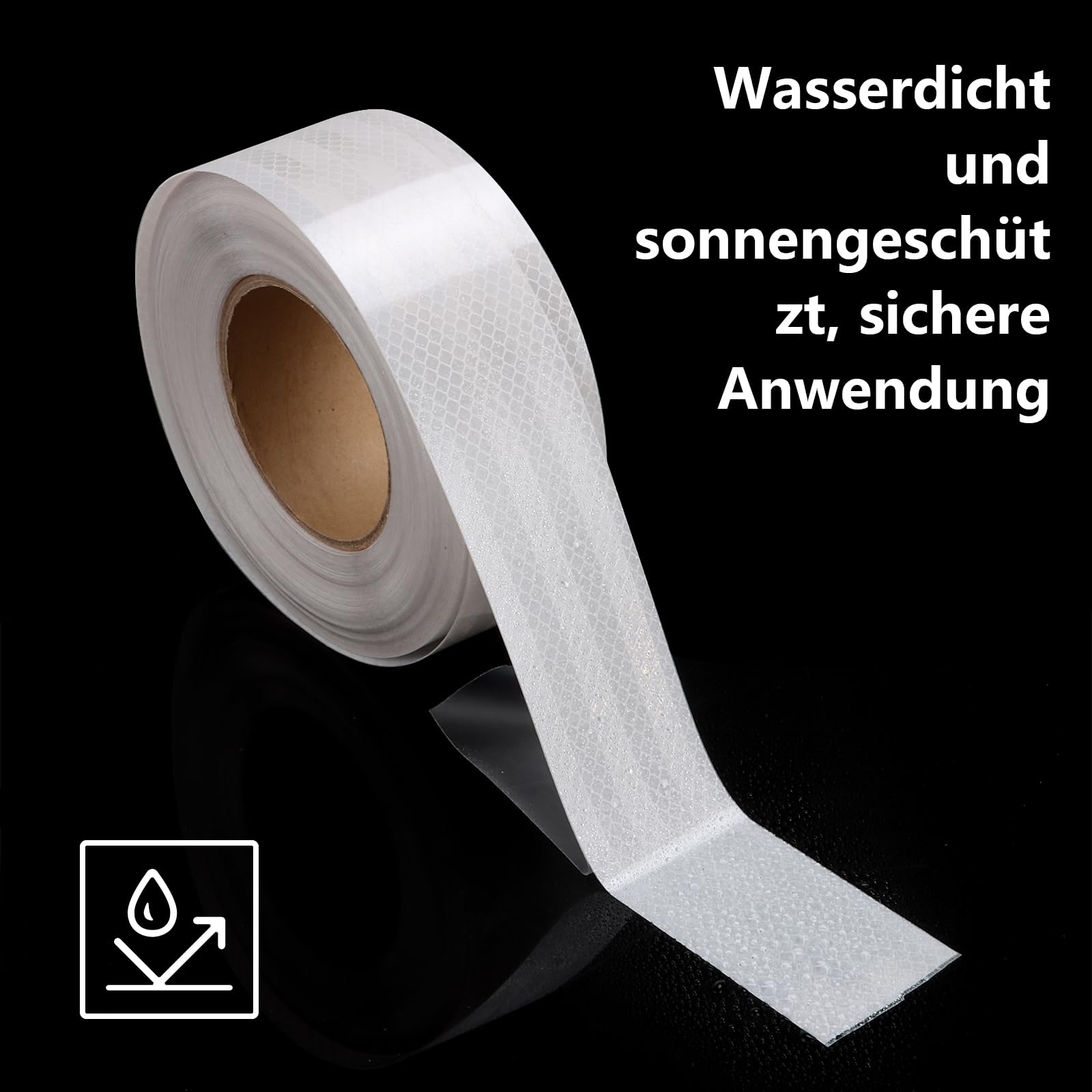 AKOLAFE Cinta reflectante autoadhesiva blanca, 25 m x 5 cm, cinta reflectante de PVC, impermeable, cinta reflectante duradera para bicicleta, coche, camión