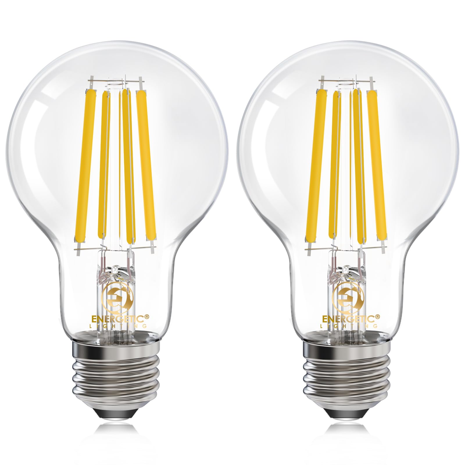 Energetic Dimmable A19 LED Edison Light Bulb, 12W Equivalent 100W, 1600LM High Brightness, 3000K Warm White, Clear Antique LED Filament Bulb for Home,