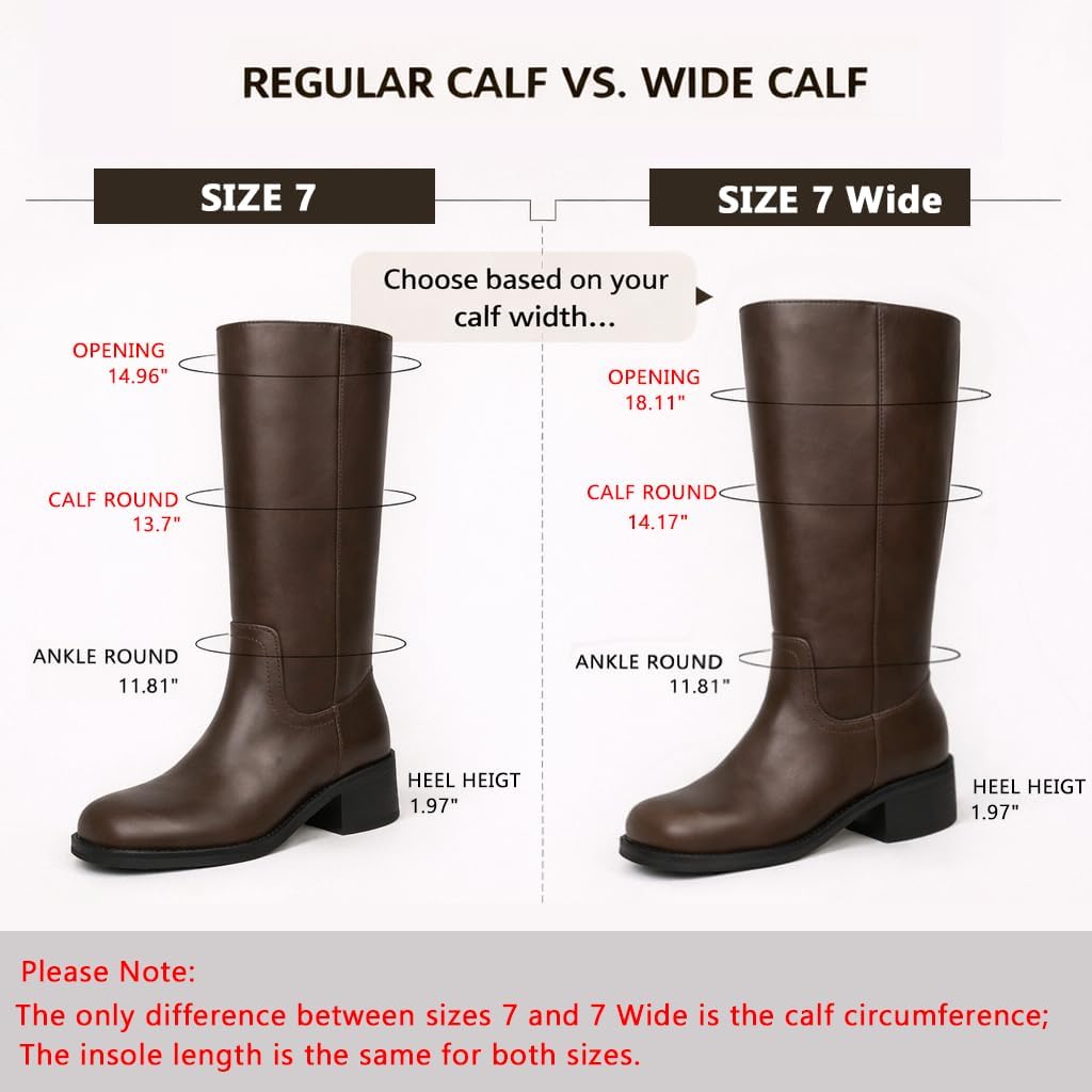 Knee High Boots Women Square Toe Chunky Block Heel Banana Campus Boot Wide Calf Comfortable Low Heel Riding Long Boots image 4