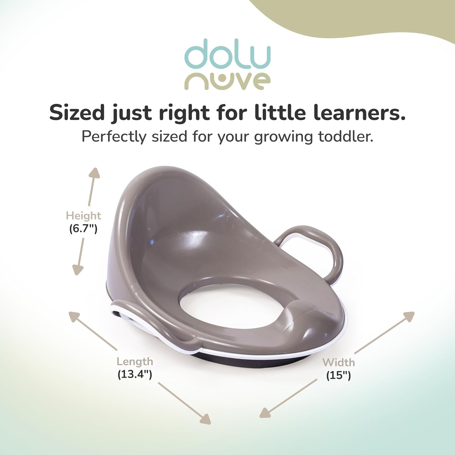 Dolu Nuve Toddler Toilet Training Seat Insert with High-Arched Backrest, Slide Handles and Easy to Clean, for Children 18+ and Older, Grey