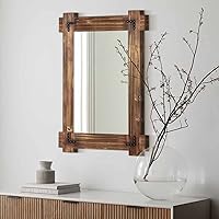 MeMoreCool Rustic Farmhouse Wood Mirror - Framed Wall Mounted Vanity Mirror for Bathroom Bedroom 20x30 Inch