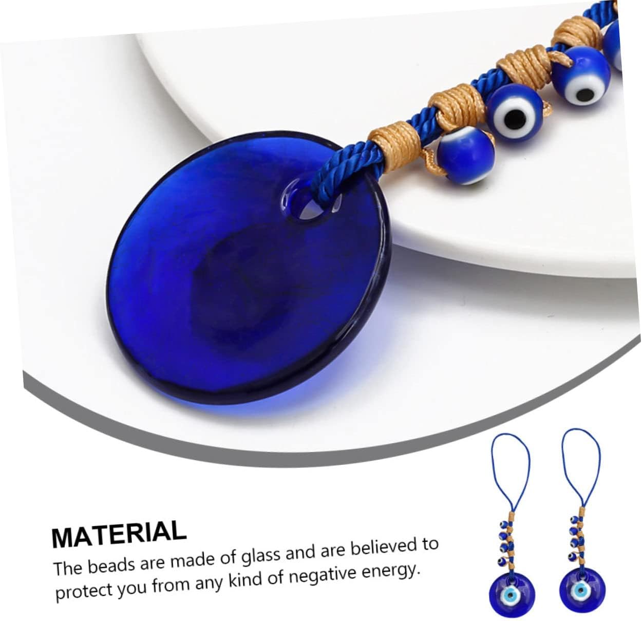 2pcs Handmade Blue Evil Eye DIY Bead Material for Key Chains Necklaces Protection Decor for Home Accessories