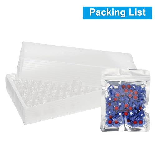 Miniatura 17 de PATIKIL 2ml Autosampler Vial, 1000 Pack HPLC/GC Vials 9-425 Lab Clear Vials Sample Vial Screw Cap Writing Patch Red PTFE & White Silicone Septa for