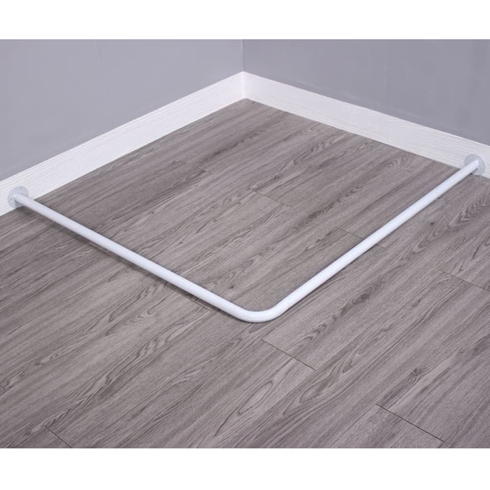 Barra de cortina para vestidor, barra de metal montada en la pared, estante esquinero en forma de L, barra de cortina de ducha (color: blanco, tamaño: 80 x 100 cm), elegante y decoración del hogar