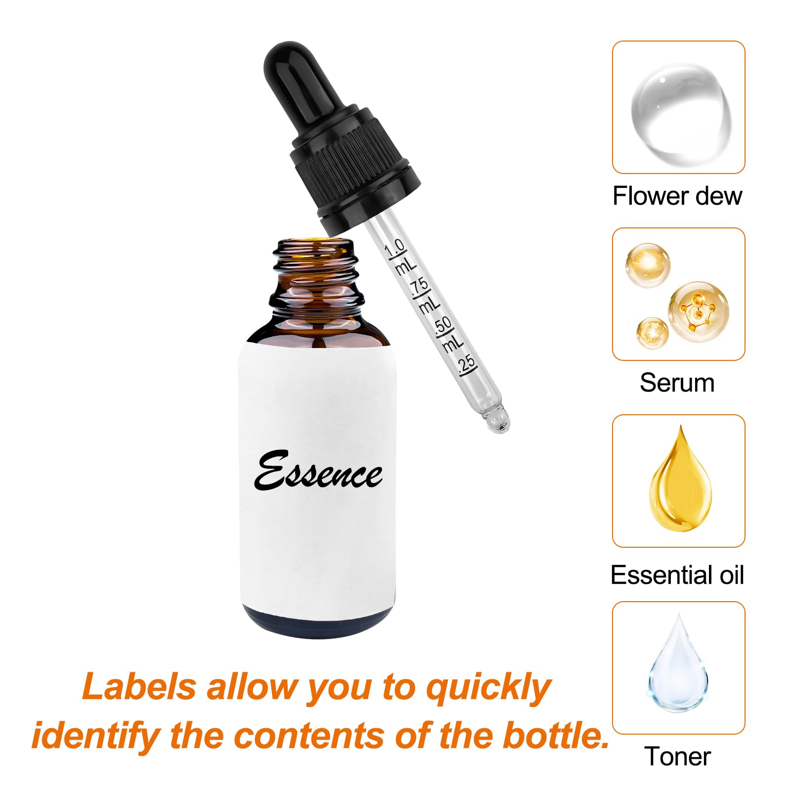 4 Bottiglie Contagocce Vetro Ambra 100ml Con Pipetta - Per Oli Essenziali E Aromaterapia + 2 Imbuti