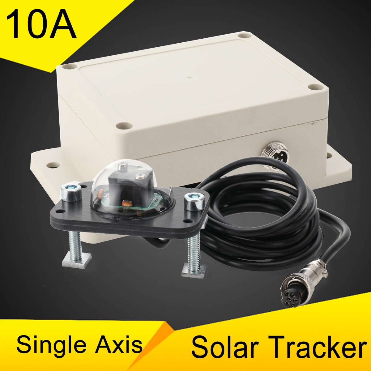 MreryyseSystème de Suivi Solaire avec Câble de 2M, Contrôleur de Suivi Solaire, Interrupteur Manuel Automatique Vertical Vers le Soleil (Simple Axe)
